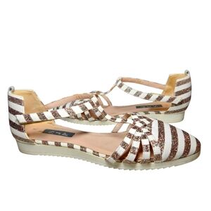 SJP by Sarah Jessica Parker Sneaker Sandal Meteor Rose Gold White Stripe 38 RARE